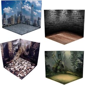 4pieces 1/12 Scale Backdrop Layout Storage Background for Action Figures