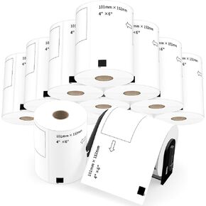 12 Rolls of 4" x 6" DK-1241 Shipping Labels, 200 Labels/Roll, Compatible with Brother QL Printers - Includes 1 Detachable Frame - for Address Label, Barcode, and Shipping Label