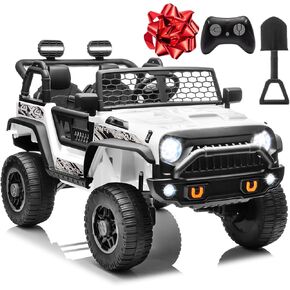 2 Seater Ride On Toys Car for Big Kids, 24V Electric Vehicles w/20'' Large Seat, 4X200W Engines, 4WD/2WD Switchable, 4-Wheeler Suspensions, 24v Ride On Trucks for Girls w/Music, Rose Red
