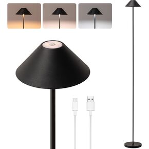 Rechargeable Floor Lamp for Indoor/Outdoor, Cordless Tall Standing Lamp with 3 Color Temps & Dimmable, IP43 Waterproof, Adjustable Height 16-59 Inch, LED Floor Lamp for Living Room, Bedroom, Patio