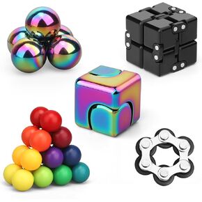 Fidget Toy Pack Fidget Spinner Pad Controller Infinity Cube Magnetic Rock Ball, Metal Finger Hand Spinners Sensory Toy Cool Gadget Reduce Stress Anxiety, Birthday Gift Party Favor