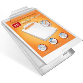 H4D Metal Clipboard with Storage and Rubber Covered Clip, Letter Size