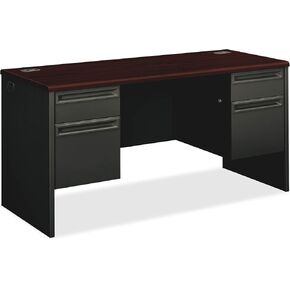 HON 38852NS 38000 Series 60 by 24 by 29-1/2-Inch Kneespace Credenza, Charcoal Frame, Mahogany Top