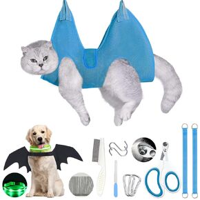 JIURUN Dog Grooming Hammock for Nail Trimming Cat Nail Clipper Hammock,Grooming Hammock for Small Dogs(Blue M)