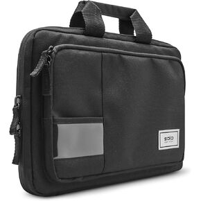 Solo New York Briefcase - Laptop Carrying Bag for Women & Men, Brief for Travel & Work, Secure Fit Straps, Sturdy Carry Handle, Fits 13.3" Computer - Black