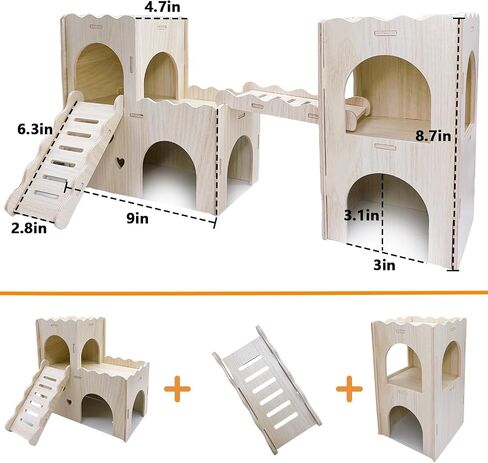Hamster Hideout House Multi Chamber Hide Hut Castle Climbing Toy Playground لاستكشاف لعبة النفق المتاهة للألعاب السورية Gerbils Hamsters الفئران (النمط A) in Kuwait