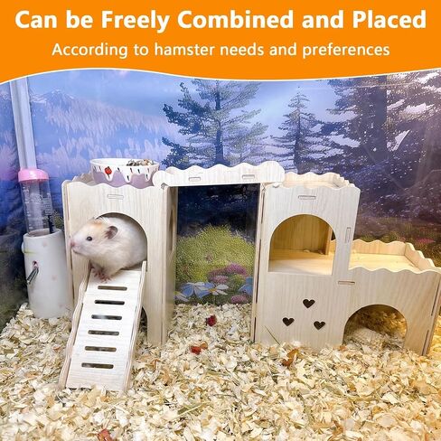 Hamster Hideout House Multi Chamber Hide Hut Castle Climbing Toy Playground لاستكشاف لعبة النفق المتاهة للألعاب السورية Gerbils Hamsters الفئران (النمط A) in Kuwait