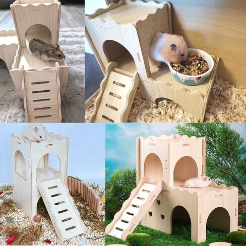Hamster Hideout House Multi Chamber Hide Hut Castle Climbing Toy Playground لاستكشاف لعبة النفق المتاهة للألعاب السورية Gerbils Hamsters الفئران (النمط A) in Kuwait