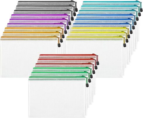 8pcs Mesh Zipper Pouch Bags, A4 mesh Bags with Zipper, 8colors Waterproof Zipper Pouches for Organizing, Travel, Offices and Home in Saudi Arabia
