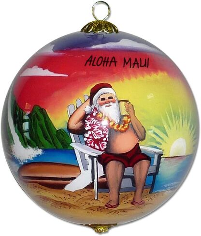 Plumeria Maui Christmas Ornament Collectible Hand-Painted Glass with Gift Box PCH/M in Saudi Arabia