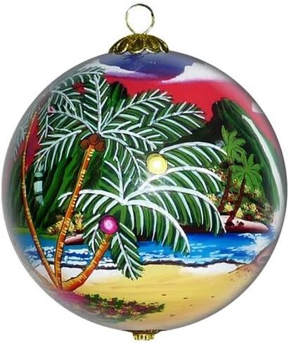Plumeria Maui Christmas Ornament Collectible Hand-Painted Glass with Gift Box PCH/M in Saudi Arabia
