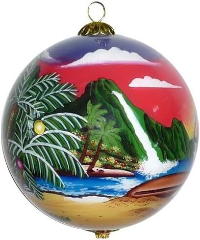 Plumeria Maui Christmas Ornament Collectible Hand-Painted Glass with Gift Box PCH/M in Saudi Arabia