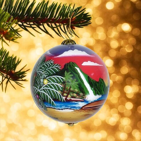 Plumeria Maui Christmas Ornament Collectible Hand-Painted Glass with Gift Box PCH/M in Saudi Arabia