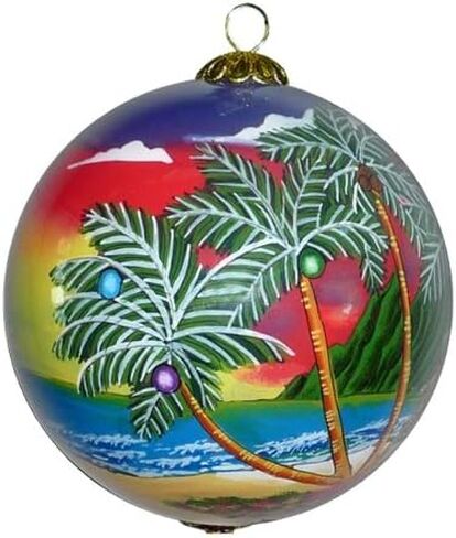 Plumeria Maui Christmas Ornament Collectible Hand-Painted Glass with Gift Box PCH/M in Saudi Arabia