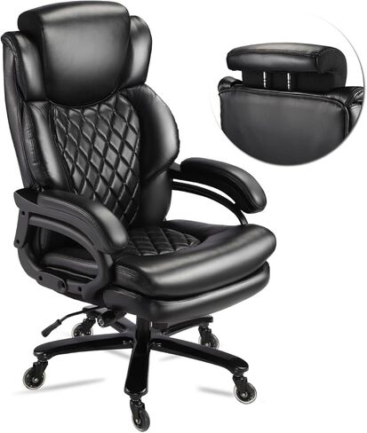 500lbs Large Size Executive Office Chair for Heavy People Big and Tall Office Chair with Adjustable Headrest 360 Swivel Desk Chair with Heavy Duty Casters Computer Home Office Chairs (Brown) in Saudi Arabia