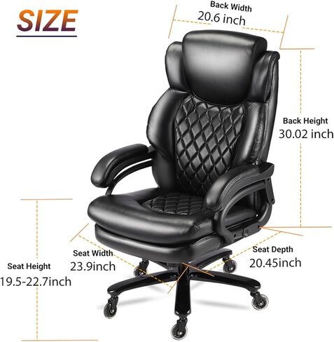 500lbs Large Size Executive Office Chair for Heavy People Big and Tall Office Chair with Adjustable Headrest 360 Swivel Desk Chair with Heavy Duty Casters Computer Home Office Chairs (Brown) in Saudi Arabia