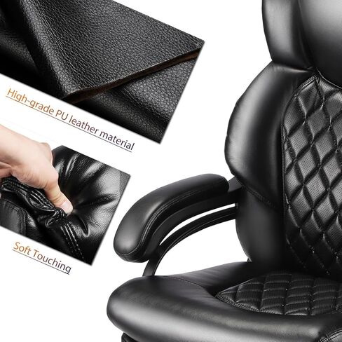 500lbs Large Size Executive Office Chair for Heavy People Big and Tall Office Chair with Adjustable Headrest 360 Swivel Desk Chair with Heavy Duty Casters Computer Home Office Chairs (Brown) in Saudi Arabia
