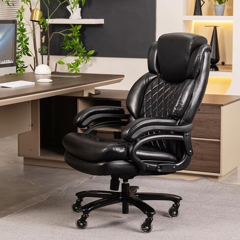 500lbs Large Size Executive Office Chair for Heavy People Big and Tall Office Chair with Adjustable Headrest 360 Swivel Desk Chair with Heavy Duty Casters Computer Home Office Chairs (Brown) in Saudi Arabia