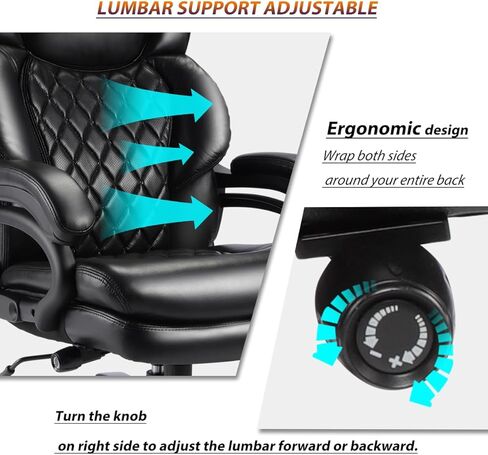 500lbs Large Size Executive Office Chair for Heavy People Big and Tall Office Chair with Adjustable Headrest 360 Swivel Desk Chair with Heavy Duty Casters Computer Home Office Chairs (Brown) in Saudi Arabia