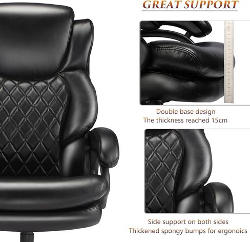 500lbs Large Size Executive Office Chair for Heavy People Big and Tall Office Chair with Adjustable Headrest 360 Swivel Desk Chair with Heavy Duty Casters Computer Home Office Chairs (Brown) in Saudi Arabia