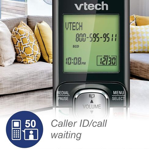VTech CS6509 Accessory Cordless Handset, Silver/Black | Requires VTech CS6519 or CS6529 to Operate in Kuwait