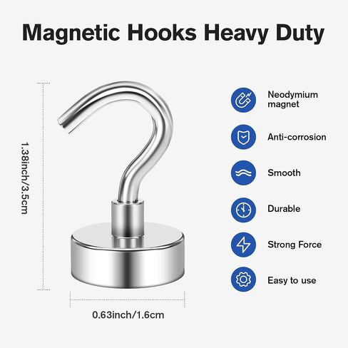 Grtard Magnetic Hooks Heavy Duty, Black 110 Lbs+ Magnetic Hooks, Magnets with Hooks for Cruise Cabins, Strong Magnet Hooks for Fridge, Hanging, Workplace, Grill, Kitchen and Home in Saudi Arabia