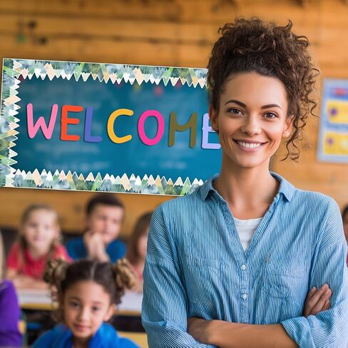 Bulletin Board Borders Classroom Decor, for Back to School Teachers Office Home Birthday Party Decorations - 6.5Ft (Moving Mountains) in Kuwait