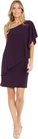 R&M Richards Womens Plus One Shoulder Embellished Cocktail and Party Dress in Saudi Arabia