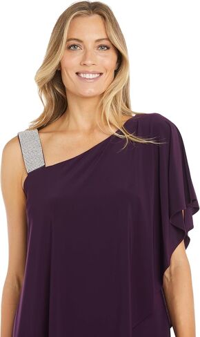 R&M Richards Womens Plus One Shoulder Embellished Cocktail and Party Dress in Saudi Arabia