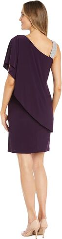 R&M Richards Womens Plus One Shoulder Embellished Cocktail and Party Dress in Saudi Arabia