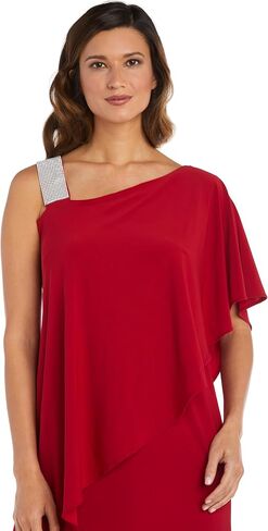 R&M Richards Womens Plus One Shoulder Embellished Cocktail and Party Dress in Saudi Arabia