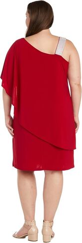 R&M Richards Womens Plus One Shoulder Embellished Cocktail and Party Dress in Saudi Arabia