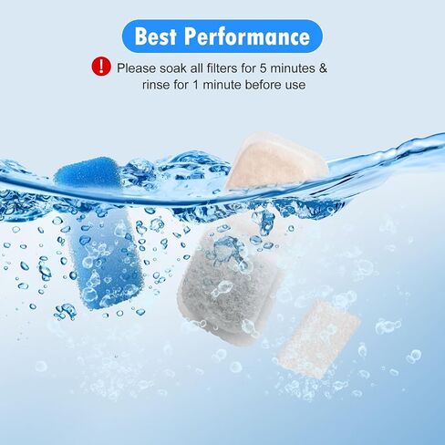 8 Sets Cat Water Fountain Filter Compatible with oneisall 67oz/2L Stainless Steel Cat Water Fountain, Activated Carbon Ion Resin Food Grade PP Cotton, Fresh and Clean in Kuwait