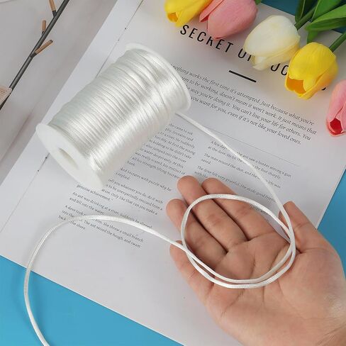 3MM 55 Yards Nylon Cord, Wind Chime Cord, String for Bracelet Making Necklace, Braided Lanyard String, Jewelry Thread Beading String for Crafts, Twine for Chinese Knotting (White) in Saudi Arabia