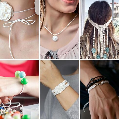 3MM 55 Yards Nylon Cord, Wind Chime Cord, String for Bracelet Making Necklace, Braided Lanyard String, Jewelry Thread Beading String for Crafts, Twine for Chinese Knotting (White) in Saudi Arabia