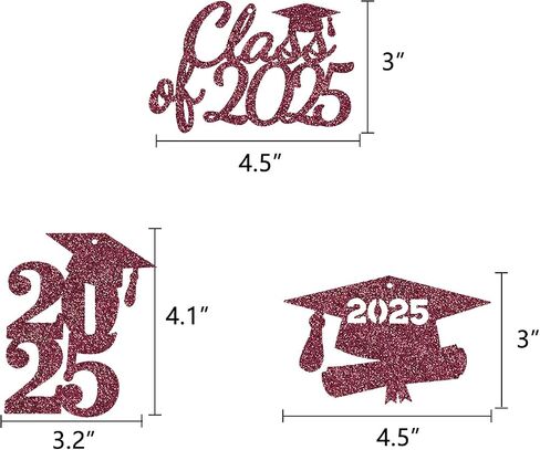 Graduation Tags Centerpiece Party Supplies Jar Label Decoration Glitter Class Signs High School College Table Ideas Maroon in Kuwait