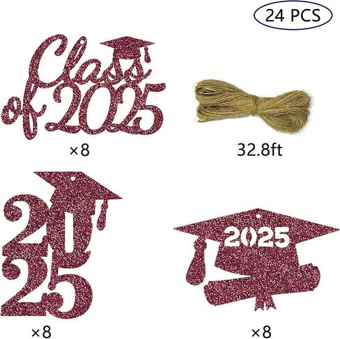 Graduation Tags Centerpiece Party Supplies Jar Label Decoration Glitter Class Signs High School College Table Ideas Maroon in Kuwait