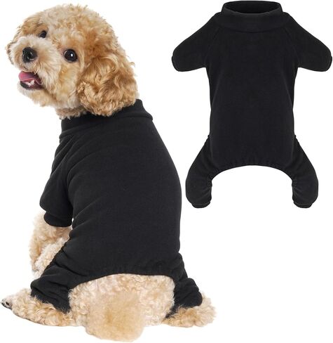 Choyaxo Velvet Dog Pajamas مسدود للملابس جرو بذلة صلبة ألوان CAT CAT لكلب صغير للحيوانات الأليفة والقط (أسود ، صغير) in Kuwait