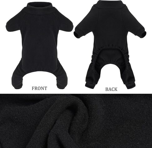 Choyaxo Velvet Dog Pajamas مسدود للملابس جرو بذلة صلبة ألوان CAT CAT لكلب صغير للحيوانات الأليفة والقط (أسود ، صغير) in Kuwait
