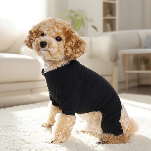 Choyaxo Velvet Dog Pajamas مسدود للملابس جرو بذلة صلبة ألوان CAT CAT لكلب صغير للحيوانات الأليفة والقط (أسود ، صغير) in Kuwait