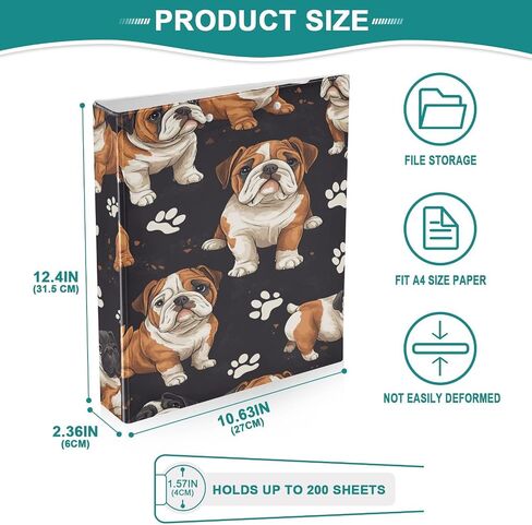 Caikeny 3 Ring Binder Chickens Grey Chicks 1.5 Inch Binders Farm Animal Round Ring Clipboard with 2 Pockets for Office Supplies in Kuwait