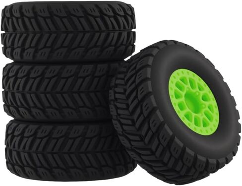 Pre Glued Wheel and Tire Plastic Rim Rubber for Arrma 1/16 Mojave Grom RC Car Upgrades Part Green in Saudi Arabia