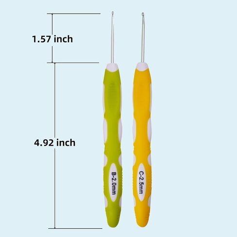 Crochet Hook, Smooth Metal Head and Soft Rubber Grip Extra Long Ergonomic Crochet Hooks for Arthritic Hands, Beginners and Crochet Enthusiast,(5mm, 5.5mm) in Kuwait