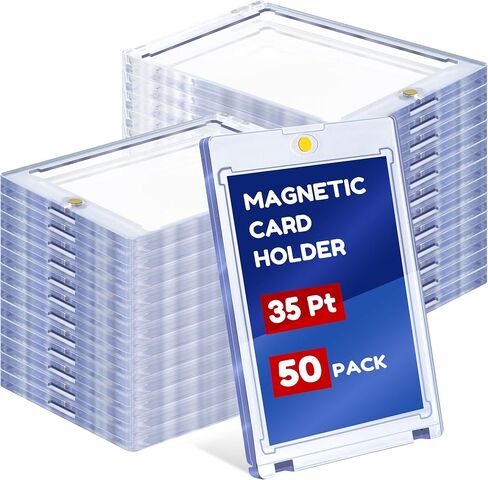 50ct Magnetic Card Holder, 35pt Magnetic Card Holder for Trading Cards, UV Protection Baseball Card Holders Hard Plastic Card Protectors for MTG Cards, Sports Cards, Baseball Cards, Game Cards in Saudi Arabia