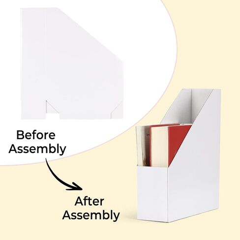 EXYGLO 12 Pack White Magazine File Holder, Cardboard Magazine Rack with Label, Foldable Storage Organizer Box for Book, Documents, 9.9x3.3x12 Inches in Kuwait