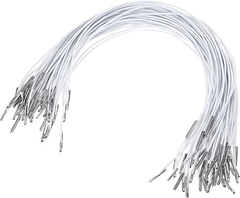 50Pcs Elastic String, Elastic Hat String Barbed Cords Loop Stretch Round Strings with Metal Barbs Soft Stretch Band Mask Lanyard Extender Strap for Book Binding Hanging DIY Party Menus(White) in Kuwait