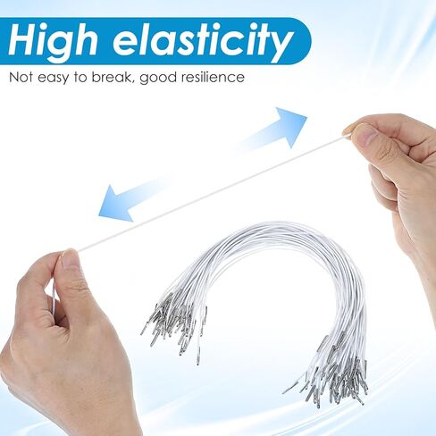 50Pcs Elastic String, Elastic Hat String Barbed Cords Loop Stretch Round Strings with Metal Barbs Soft Stretch Band Mask Lanyard Extender Strap for Book Binding Hanging DIY Party Menus(White) in Kuwait