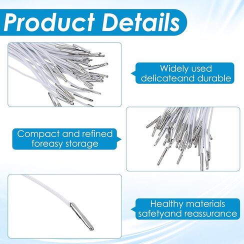 50Pcs Elastic String, Elastic Hat String Barbed Cords Loop Stretch Round Strings with Metal Barbs Soft Stretch Band Mask Lanyard Extender Strap for Book Binding Hanging DIY Party Menus(White) in Kuwait