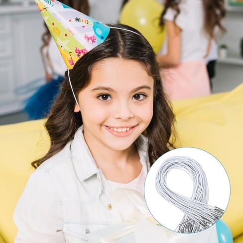 50Pcs Elastic String, Elastic Hat String Barbed Cords Loop Stretch Round Strings with Metal Barbs Soft Stretch Band Mask Lanyard Extender Strap for Book Binding Hanging DIY Party Menus(White) in Kuwait