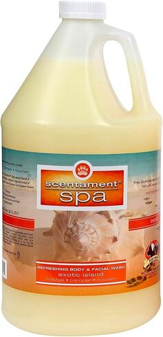 Best Shot Scentament Spa Seasonal Body and Facial Wash, Tearless Shampoo, Hypoallergenic Body Wash, Removes Tear Stains, Exotic Island, 1 Gallon in Kuwait
